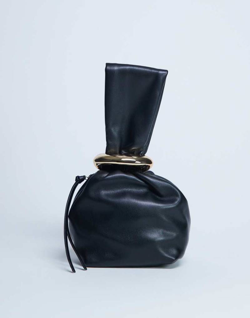 Topshop - Gee - Kleine Handtasche in Schwarz mit Metalldetail von Topshop