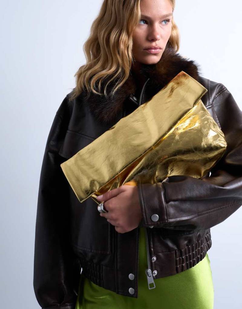 Topshop - Georgia - Gefaltete Clutch in Gold-Goldfarben von Topshop