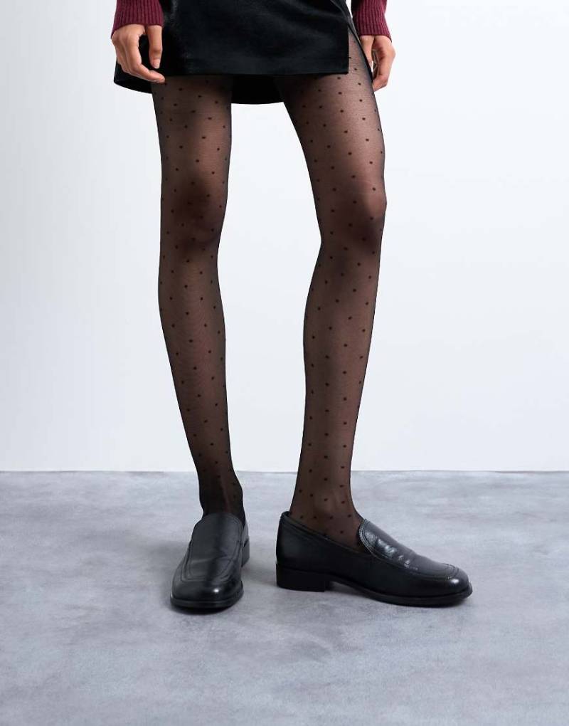 Topshop - Gepunktete Strumpfhose in Schwarz von Topshop