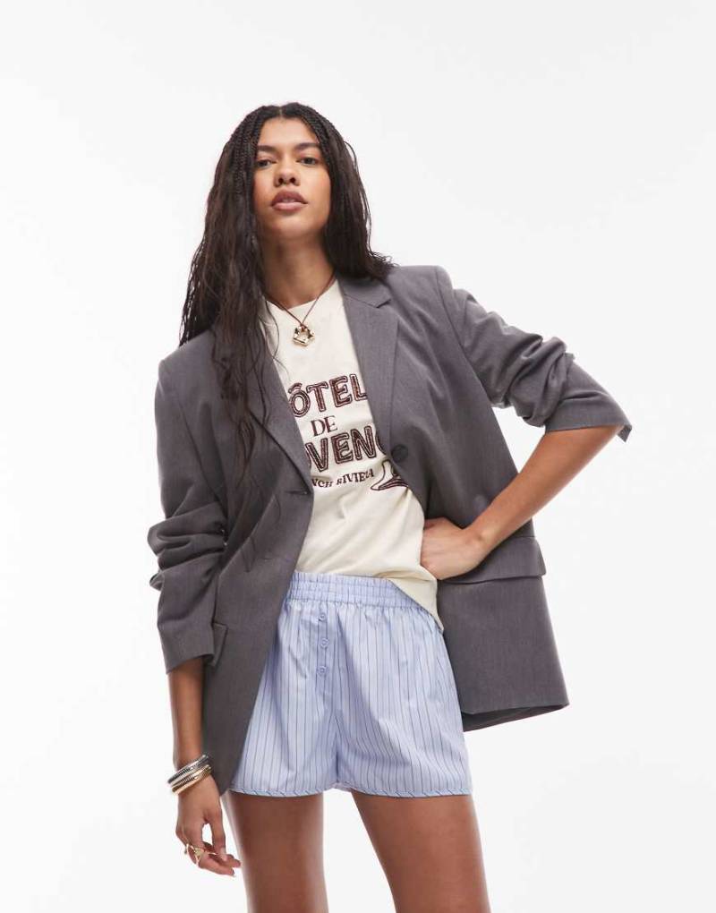Topshop - Gestreifte Boxershorts in Blau, Kombiteil Topshop - Gestreifte Boxershorts in Blau, Kombiteil von Topshop