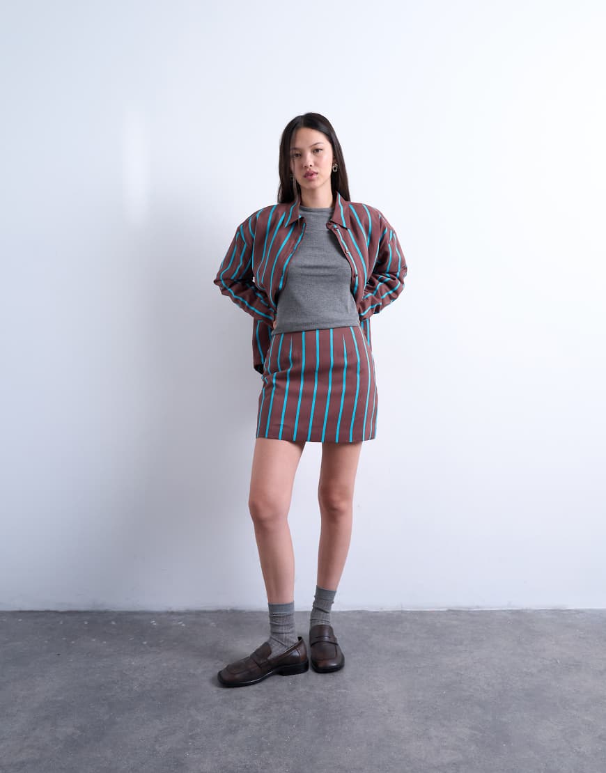 Topshop - Gestreifter A-Linien-Minirock, Kombiteil-Bunt von Topshop