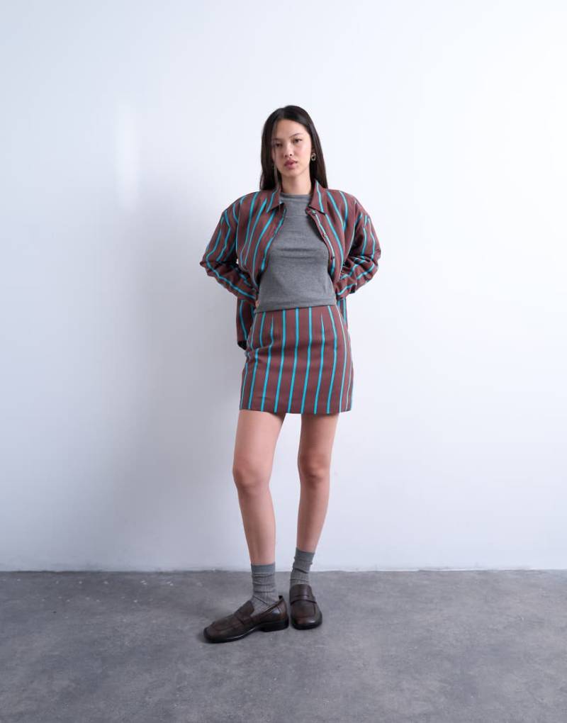 Topshop - Gestreifter A-Linien-Minirock, Kombiteil-Bunt von Topshop