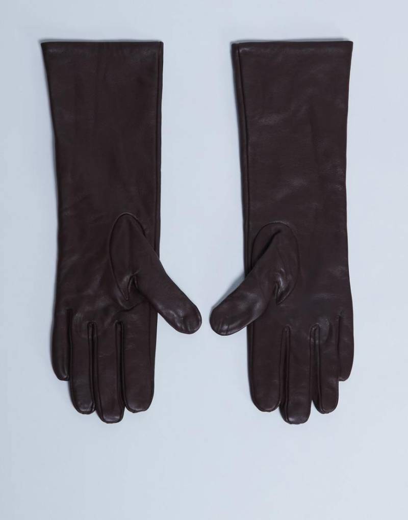 Topshop - Gibson - Handschuhe aus Leder in Schokobraun-Brown von Topshop