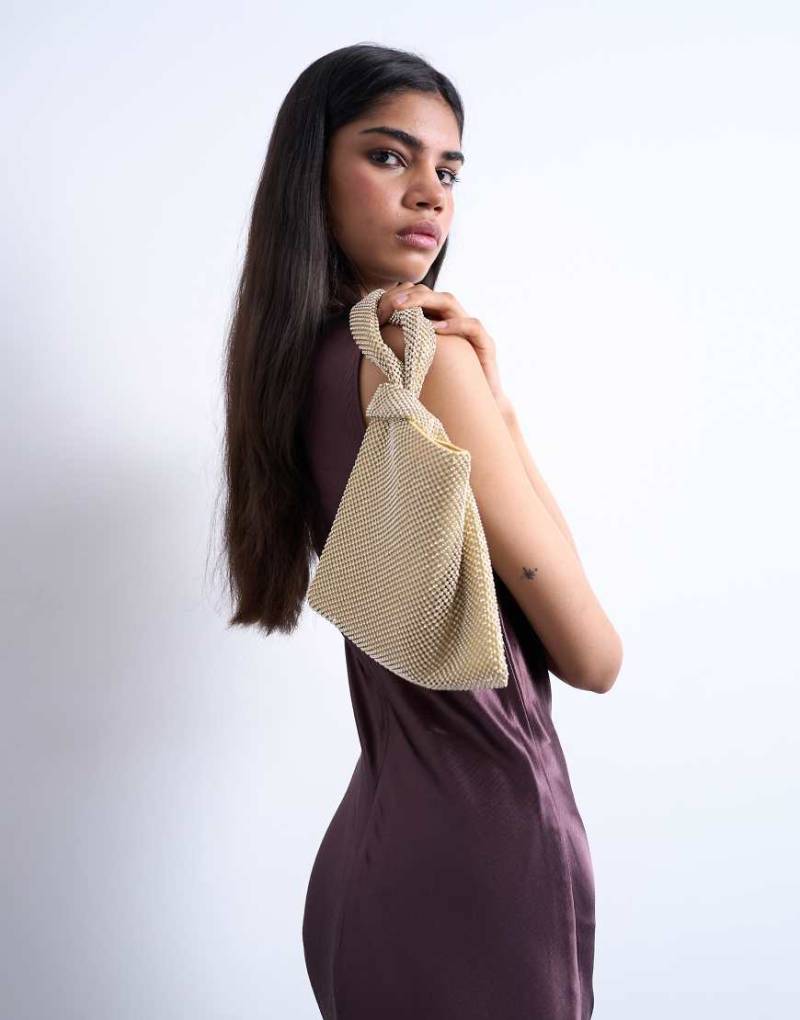 Topshop - Gwyn - Verzierte Handtasche in Gold mit Knotendetail-Goldfarben von Topshop