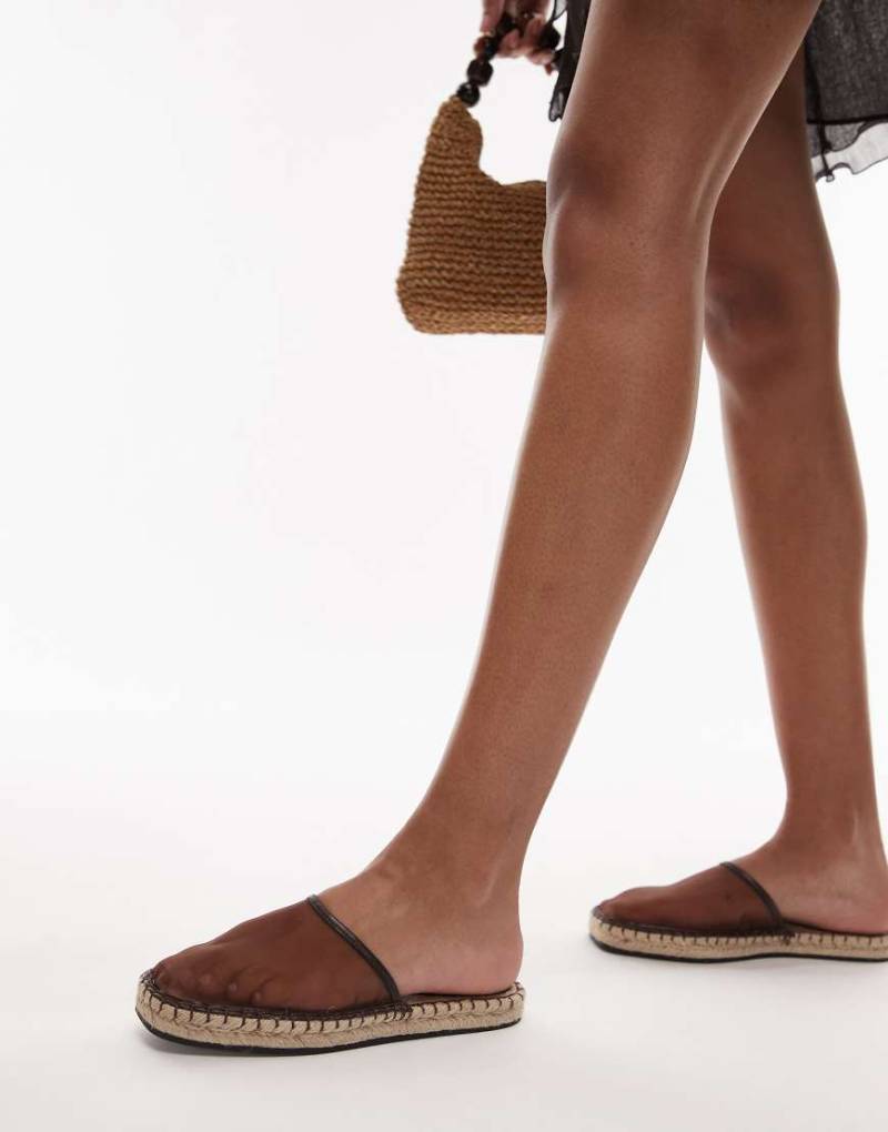 Topshop - Harry - Espadrille-Mules in Schokobraun von Topshop