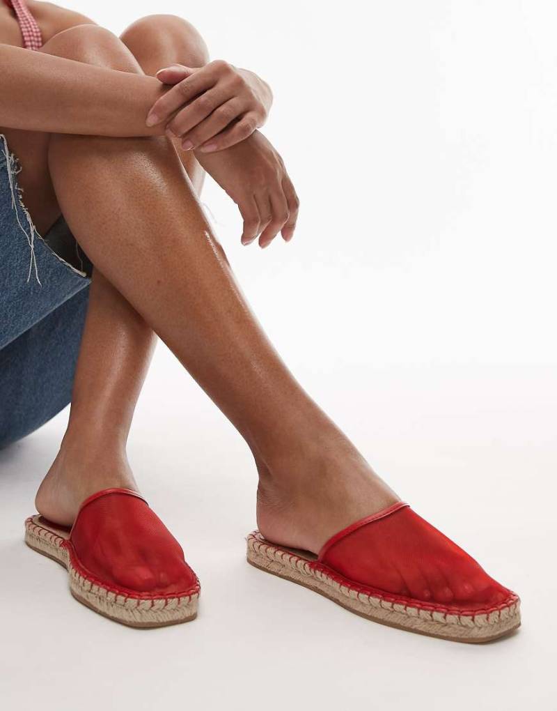 Topshop - Harry - Espadrilles-Mules in Rot von Topshop