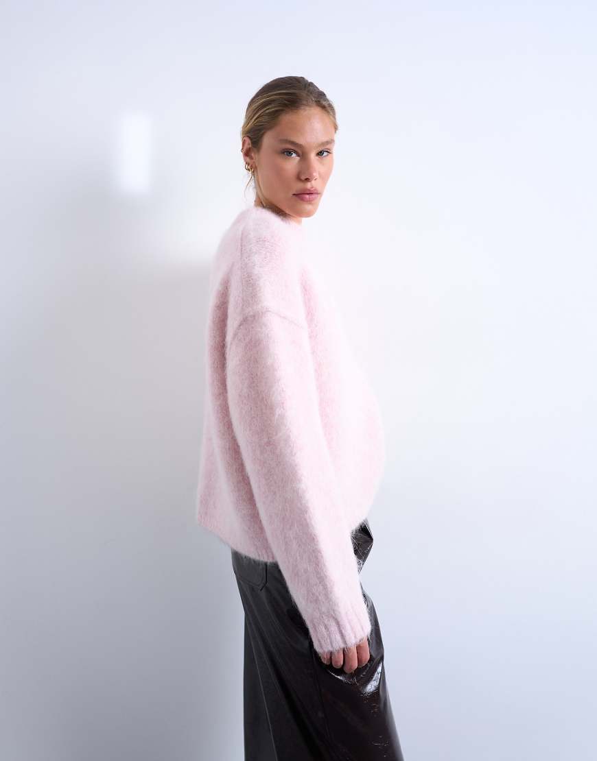 Topshop - Hochwertiger Strickpullover aus Alpakawolle in Rosa von Topshop