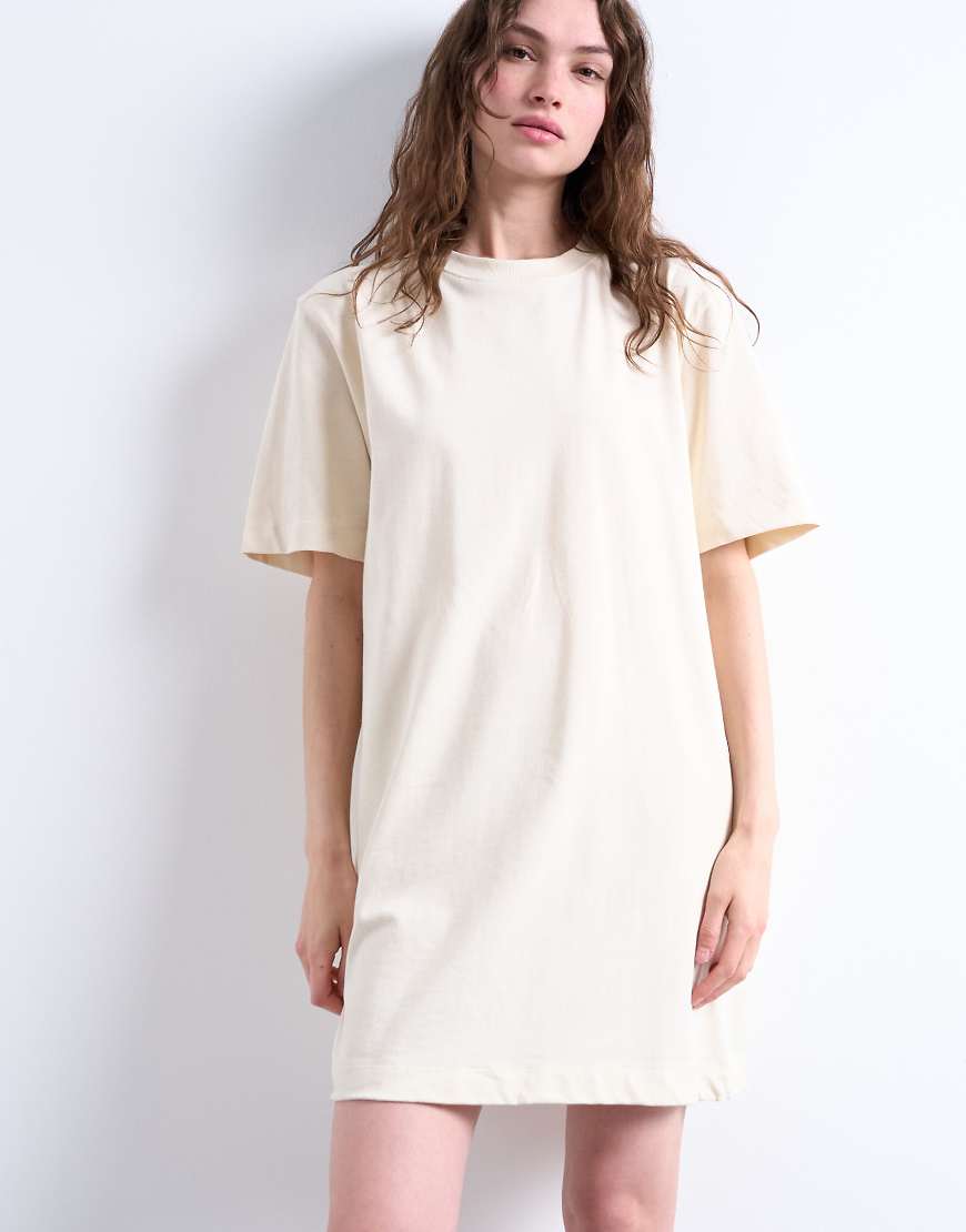 Topshop - Hochwertiges Oversize-T-Shirt-Kleid in Steinbeige-Neutral von Topshop