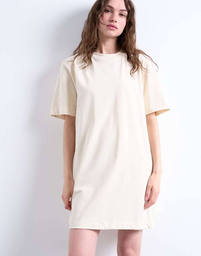 Topshop - Hochwertiges Oversize-T-Shirt-Kleid in Steinbeige-Neutral von Topshop