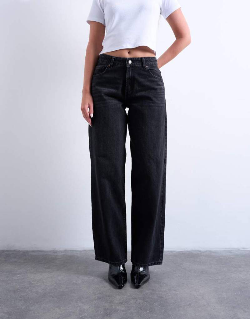 Topshop Hourglass - Cinch - Locker geschnittene Jeans in verwaschenem Schwarz von Topshop Hourglass