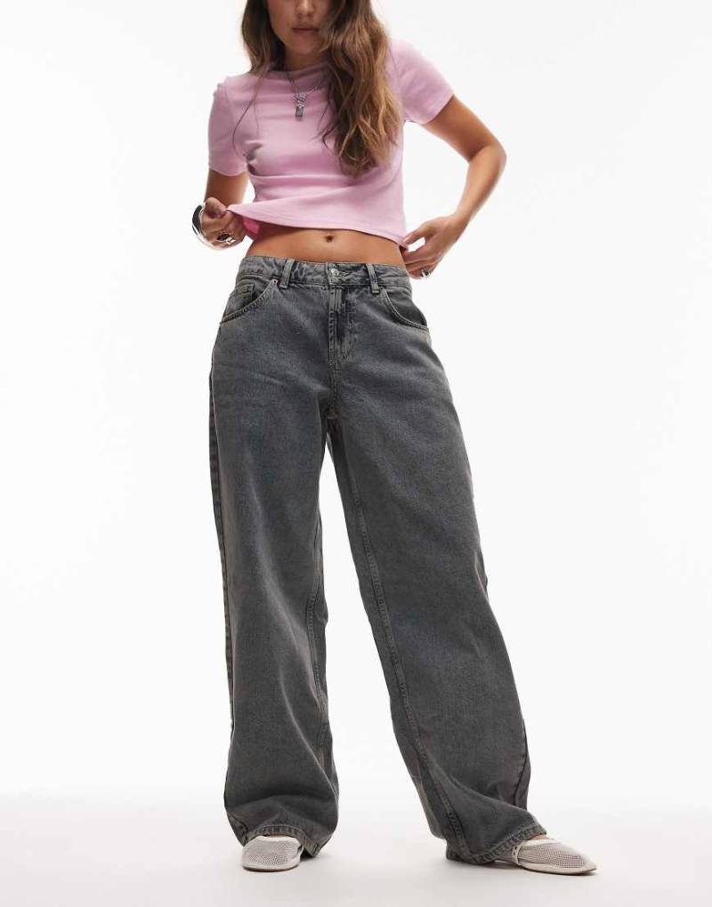 Topshop Hourglass - Cinch - Relaxed-Jeans in Blaugrau von Topshop Hourglass