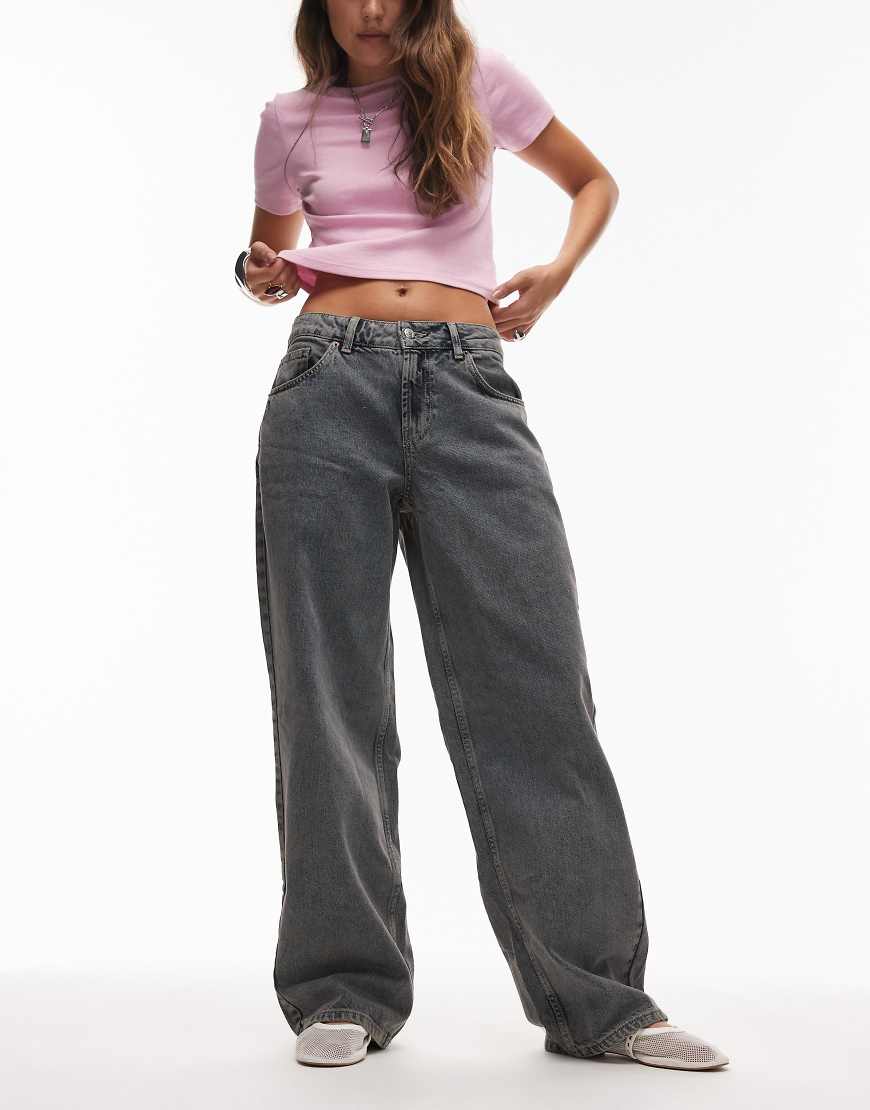 Topshop Hourglass - Cinch - Relaxed-Jeans in Blaugrau von Topshop Hourglass