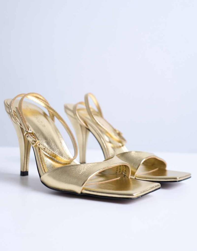 Topshop - Immy - Sandalen in Gold mit konischem Absatz-Goldfarben von Topshop