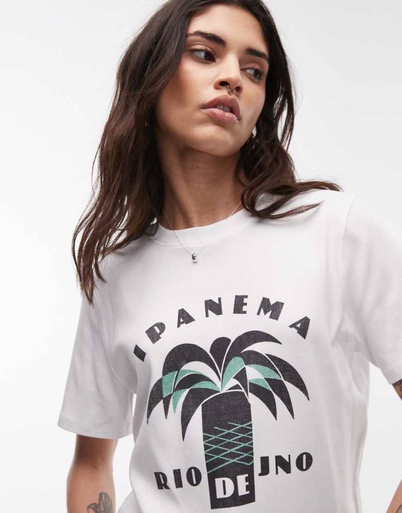 Topshop - Ipanema - T-Shirt in Wollweiß mit Print von Topshop