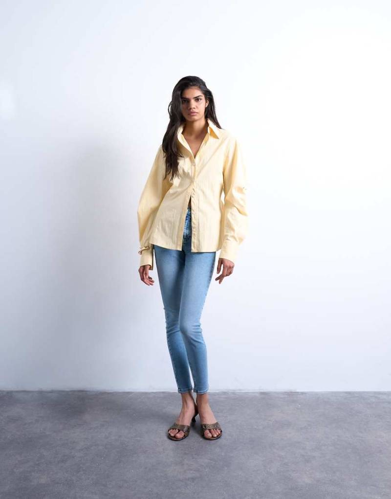 Topshop - Jamie - Skinny-Jeans in Bleach-Waschung mit hohem Bund-Blau von Topshop