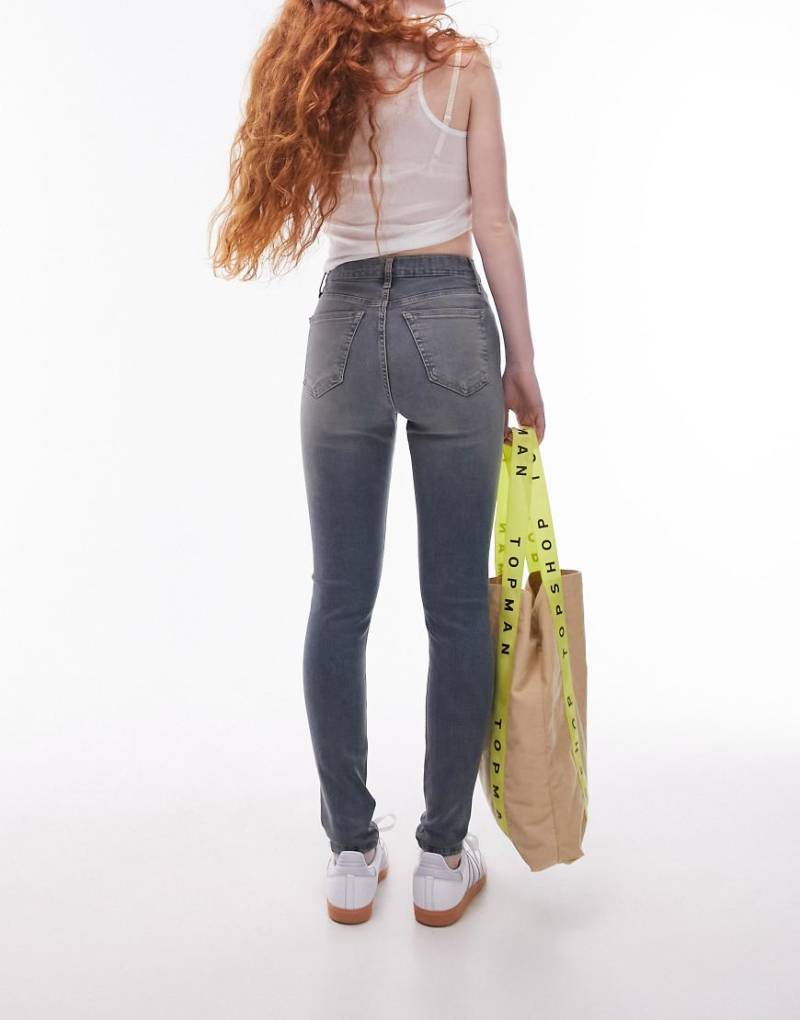 Topshop - Jamie - Skinny-Jeans in Rußblau mit hohem Bund von Topshop