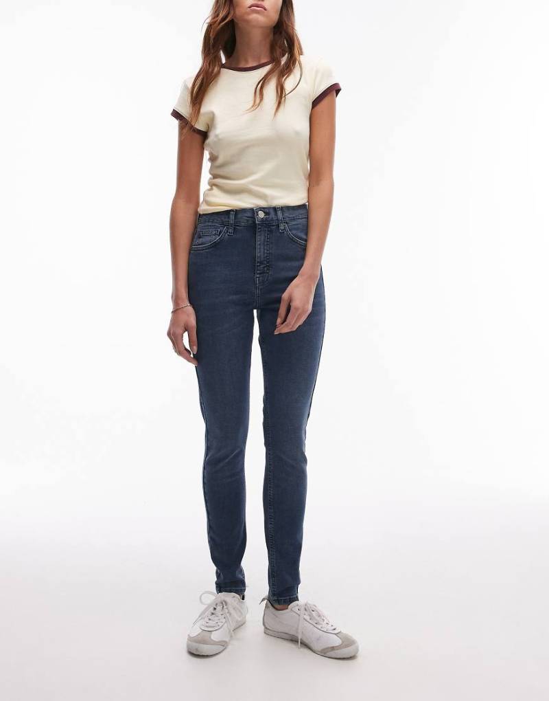 Topshop - Jamie - Skinny-Jeans in stürmischem Blau mit hohem Bund-Grau von Topshop