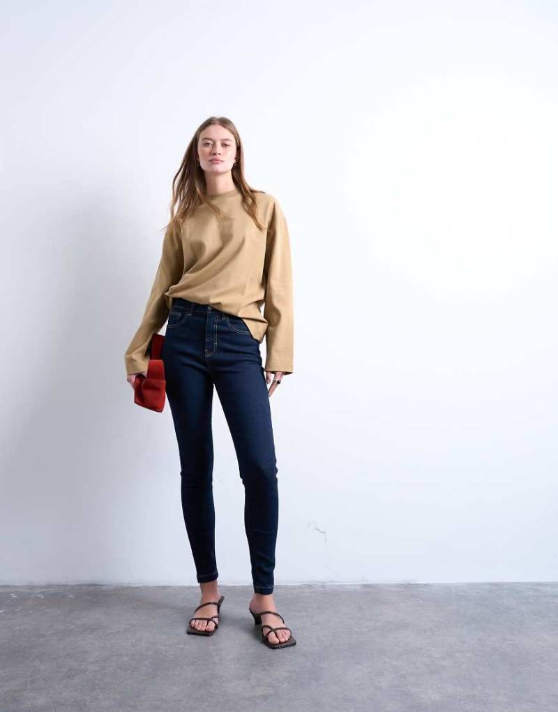 Topshop - Jamie - Skinny-Jeans in indigoblauer Rinse-Waschung mit hohem Bund von Topshop