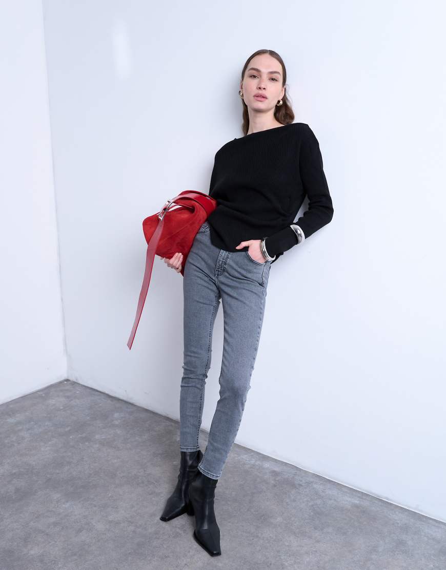 Topshop - Jamie - Skinny-Jeans in Grau mit hohem Bund von Topshop