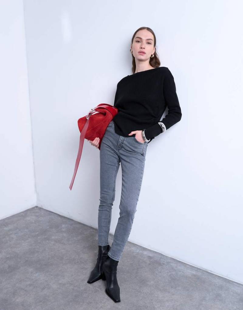 Topshop - Jamie - Skinny-Jeans in Grau mit hohem Bund von Topshop