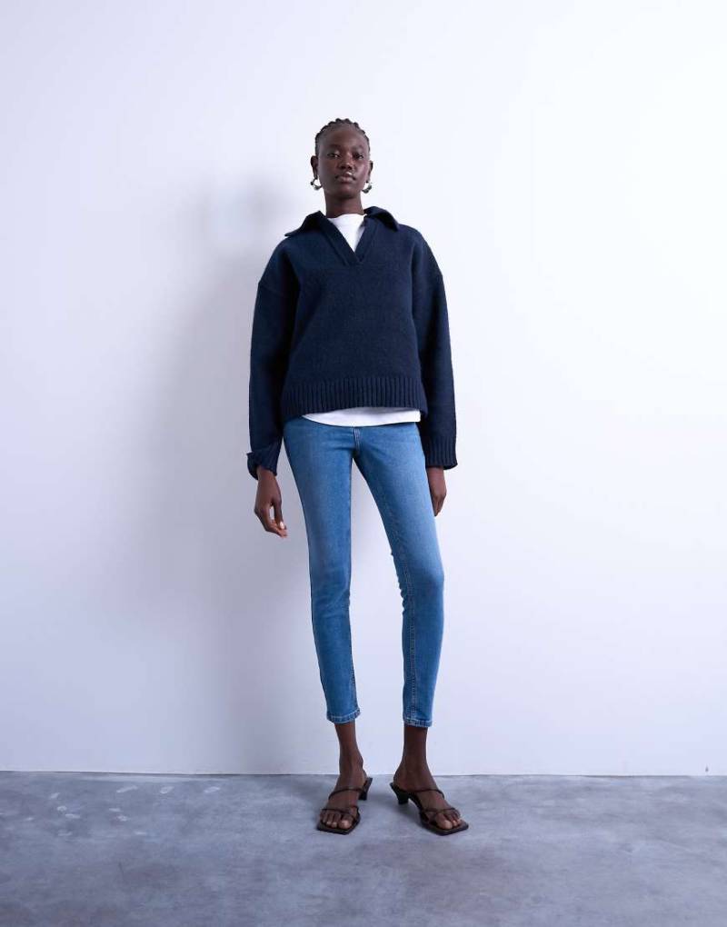 Topshop - Jamie - Skinny-Jeans in Mittelblau mit hohem Bund von Topshop