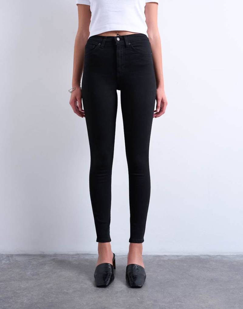Topshop - Jamie - Skinny-Jeans in Schwarz mit hohem Bund von Topshop