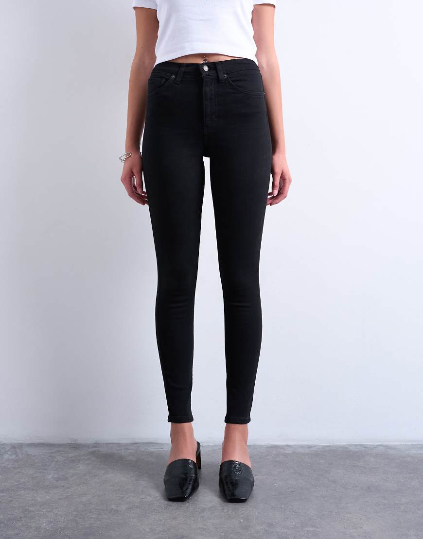 Topshop - Jamie - Skinny-Jeans in Schwarz mit hohem Bund von Topshop