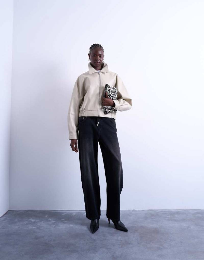 Topshop - Jogger-Jeans in verwaschenem Schwarz mit Kordelzug von Topshop