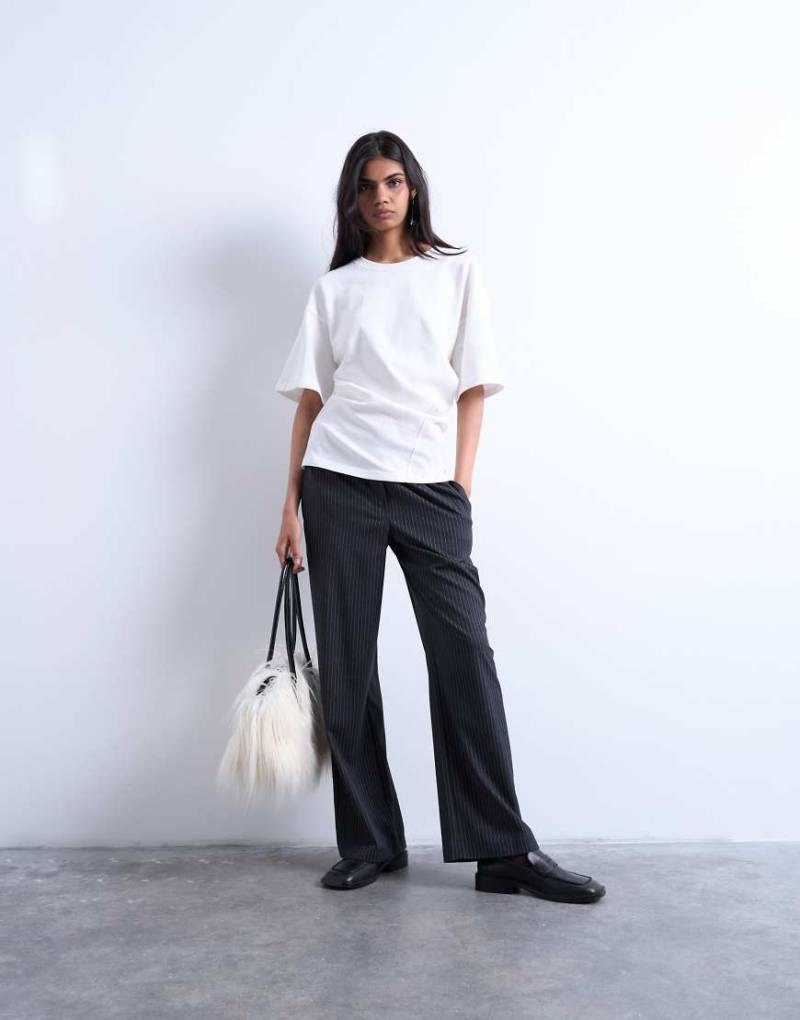 Topshop - Jogginghose in Anthrazit mit Nadelstreifen und Boxershorts-Bund-Grau von Topshop