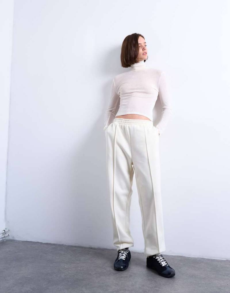 Topshop - Jogginghose in Ecru mit Biesen und Bündchen-Weiß von Topshop