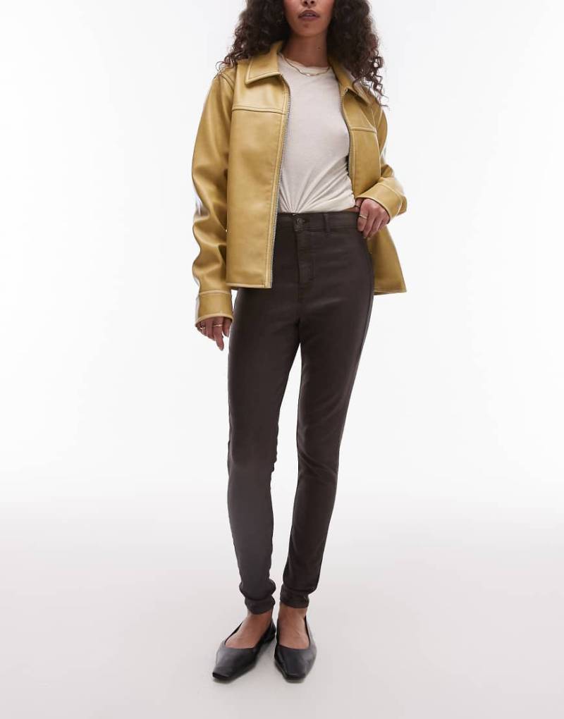 Topshop - Joni - Sehr eng geschnittene Skinny-Jeans in Braun mit hohem Bund von Topshop