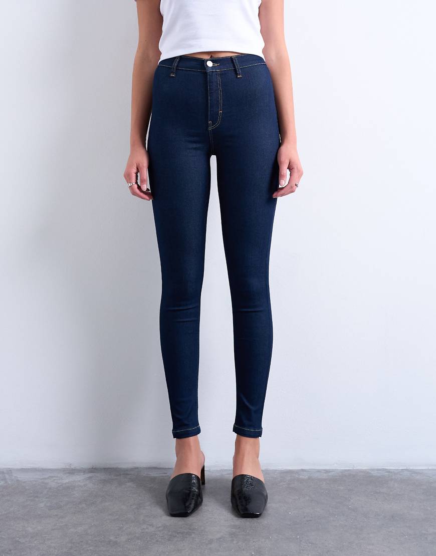 Topshop - Joni - Skinny Jeans in indigoblauer Rinse-Waschung mit hohem Bund von Topshop