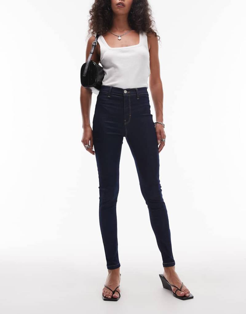 Topshop - Joni - Supereng geschnittene Skinny-Jeans in indigoblauer Rinse-Waschung mit hohem Bund von Topshop