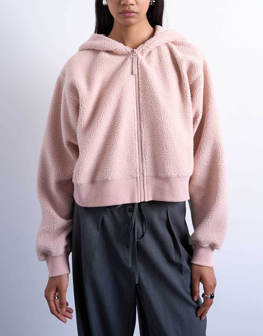 Topshop - Kapuzenjacke aus Teddystoff in Rosa Topshop - Kapuzenjacke aus Teddystoff in Rosa von Topshop