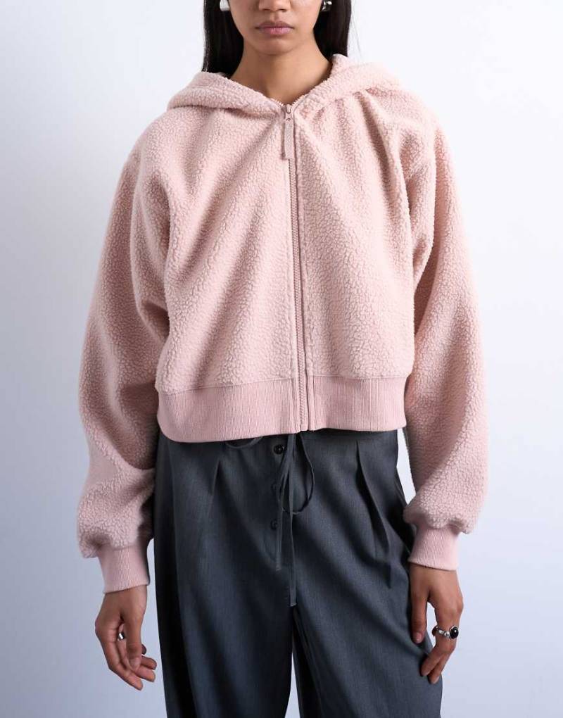 Topshop - Kapuzenjacke aus Teddystoff in Rosa Topshop - Kapuzenjacke aus Teddystoff in Rosa von Topshop