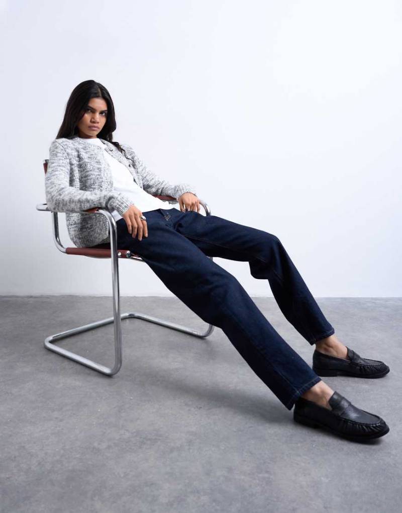 Topshop - Kort - Gerade geschnittene Jeans in Indigo-Rinse mit hohem Bund-Blau von Topshop