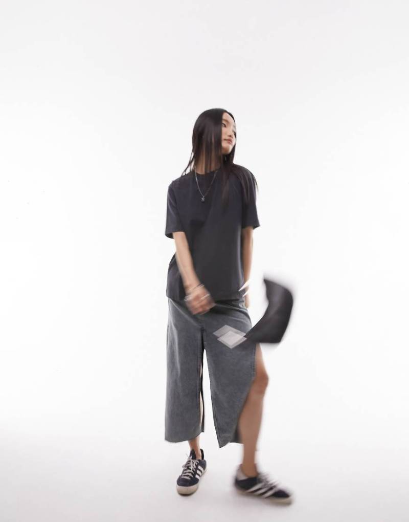 Topshop - Kurzärmliges Basic-T-Shirt aus hochwertigem Material in Schiefergrau von Topshop