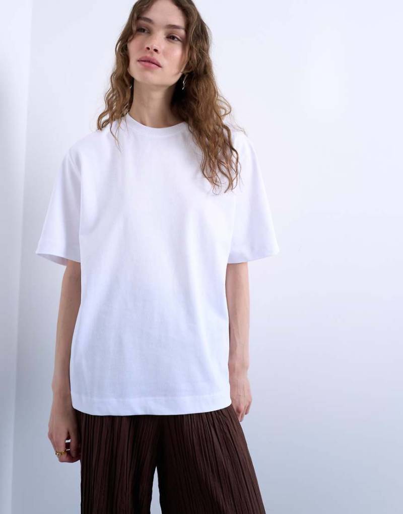 Topshop - Kurzärmliges Basic-T-Shirt aus hochwertigem Material in Weiß von Topshop