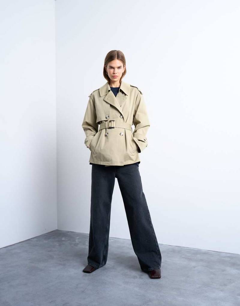 Topshop - Kurzer Trenchcoat in Steinbeige-Neutral Topshop - Kurzer Trenchcoat in Steinbeige-Neutral von Topshop