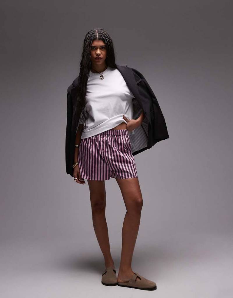 Topshop - Lila-rosa gestreifte Boxershorts, Kombiteil von Topshop