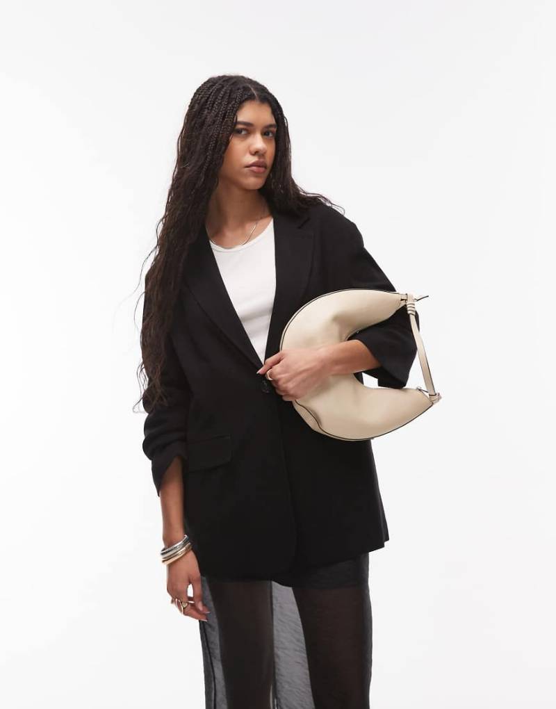 Topshop - Lockerer Oversize-Blazer aus Leinen in Schwarz von Topshop