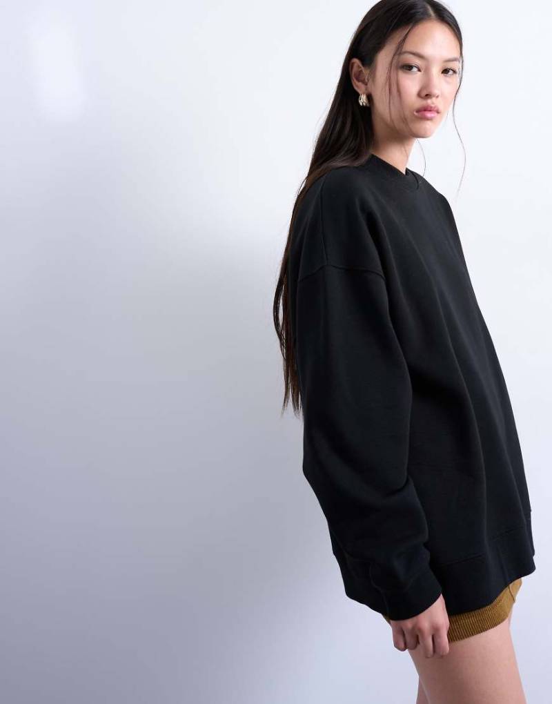 Topshop - Langes Oversize-Sweatshirt in Schwarz von Topshop