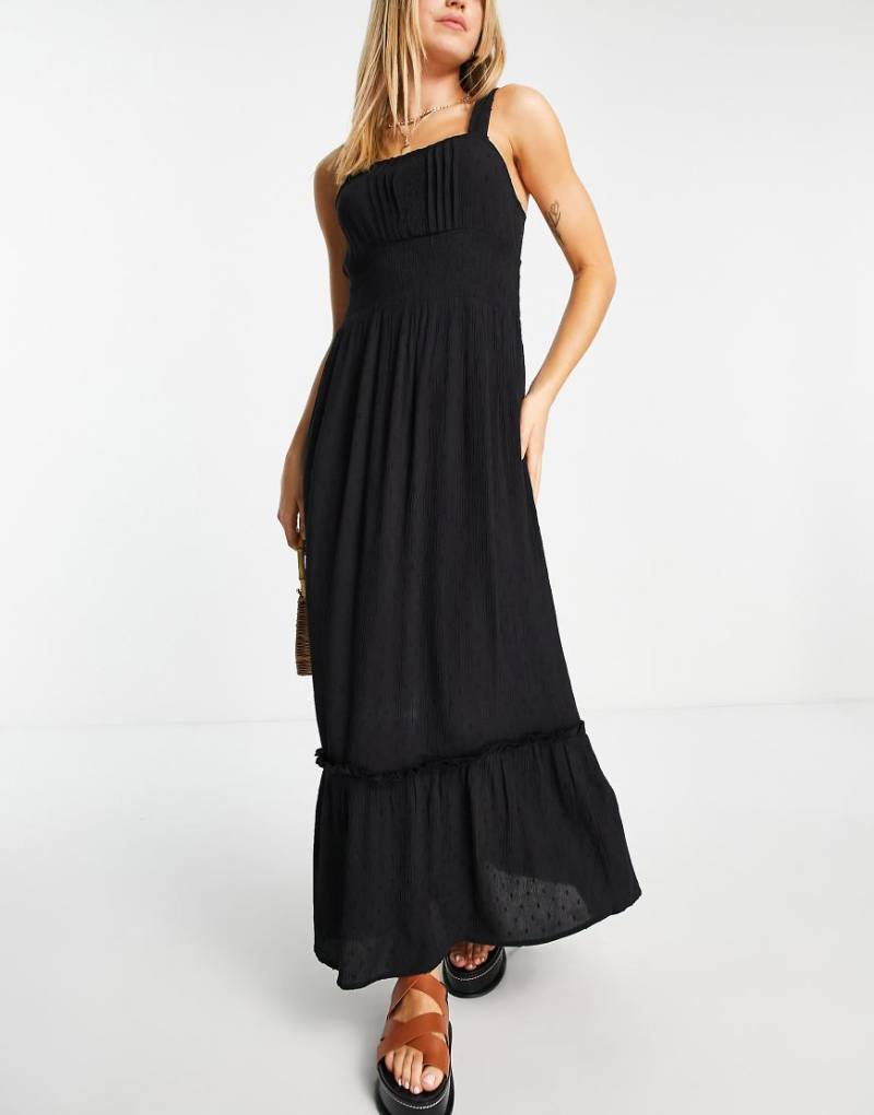 Topshop - Maxi-Strandkleid in Schwarz mit Häkelbesatz von Topshop