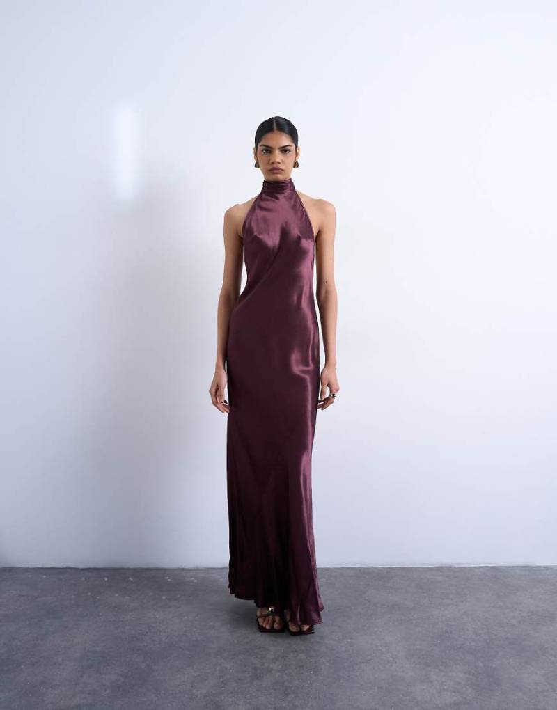 Topshop - Maxikleid in Port Royal mit gebundenem Neckholder-Rot von Topshop