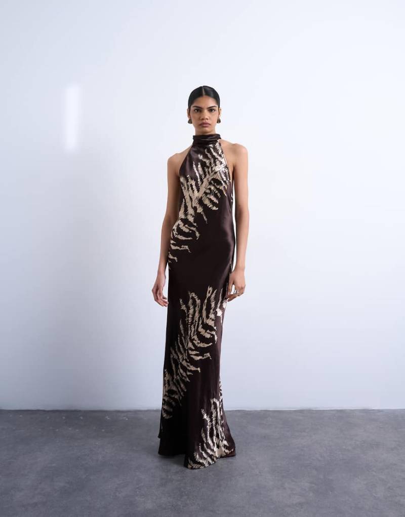 Topshop- Maxikleid mit Zebramuster und gebundenem Neckholder-Bunt von Topshop