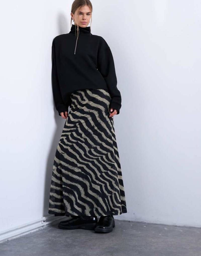 Topshop - Mehrfarbiger Maxirock aus Netzstoff mit Streifenmuster-Bunt Topshop - Mehrfarbiger Maxirock aus Netzstoff mit Streifenmuster-Bunt von Topshop