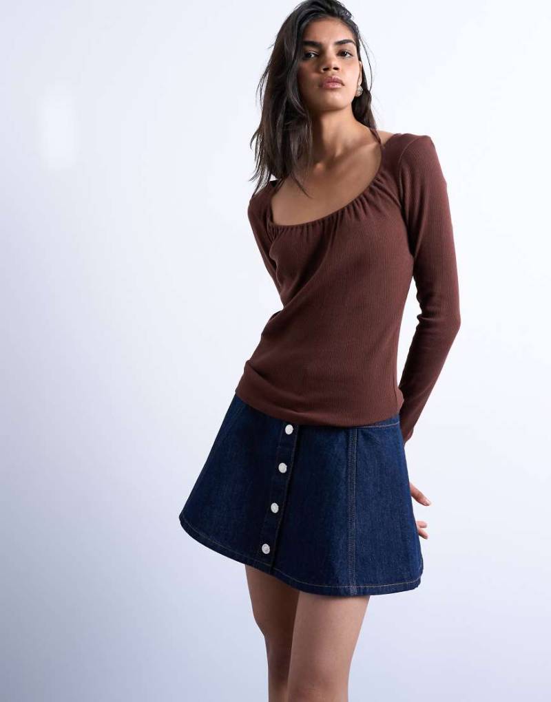 Topshop - Mini-Jeansrock in Indigoblau mit Knopfleiste und Rinse-Waschung Topshop - Mini-Jeansrock in Indigoblau mit Knopfleiste und Rinse-Waschung von Topshop