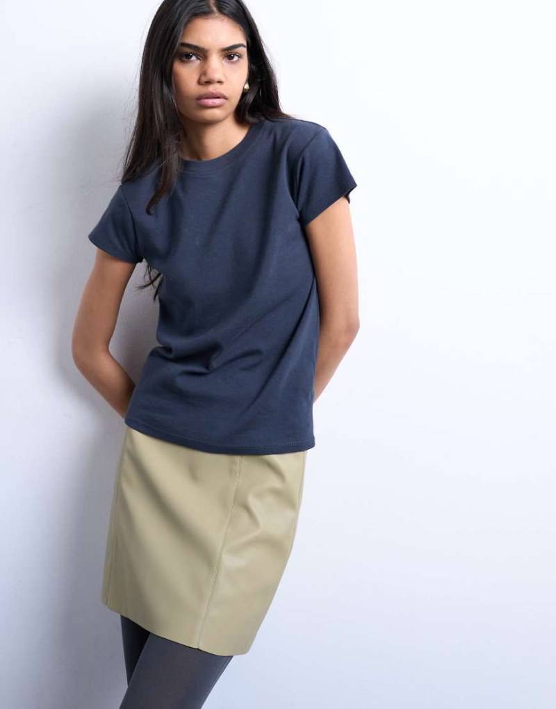 Topshop - Minirock aus Kunstleder in Salbeigrün, Kombiteil von Topshop