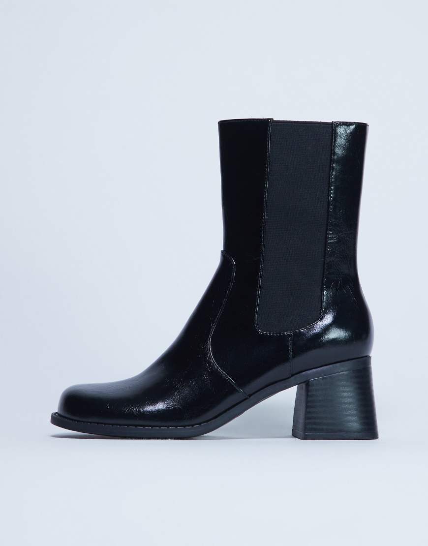 Topshop - Myra - Chelsea-Stiefel in Schwarz mit Blockabsatz von Topshop