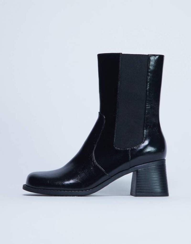 Topshop - Myra - Chelsea-Stiefel in Schwarz mit Blockabsatz von Topshop